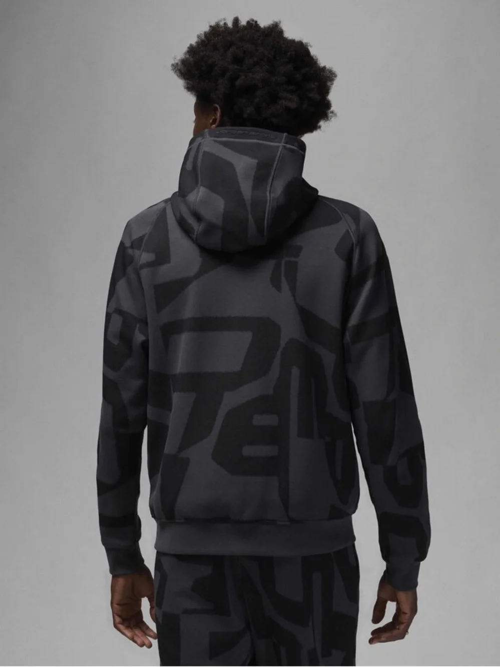 Nike JORDAN Men’s Full Zip Hooded Hoodie Black/Gray Geometric Size XL FV8620-010